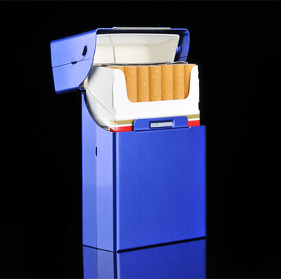 创意金属磁石自动香菸盒个性铝合金烟盒20支装超薄防压保护