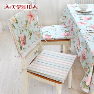 夏季透气地中海椅垫坐垫 客厅餐厅布艺棉麻坐垫椅套套装可定做