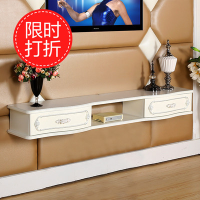 创意新品象牙白描银烤漆壁挂电视柜简约时尚欧式隔板客厅置物架