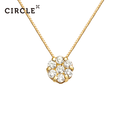 Circle珠宝 18K黄金群镶钻石圆形 女士日本品牌精致气质钻石项链