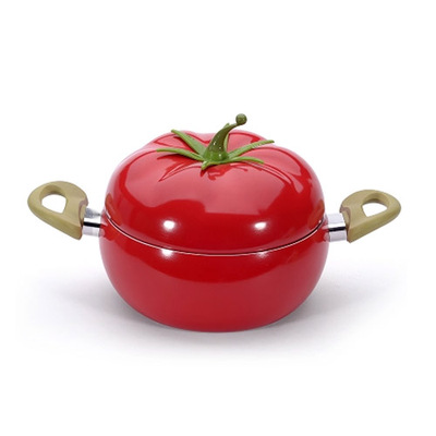一品厨 创意时尚西红柿汤锅 水果锅 不粘锅 电磁炉通用 喜庆红色
