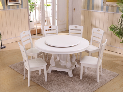 餐桌实木餐桌椅组合圆形圆餐桌饭桌橡木圆桌带转盘圆桌子家用餐桌