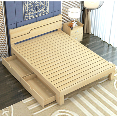 包邮实木双人床单人床松木成人床1.2米1.5米1.8儿童床简易木床