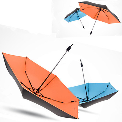 晴雨伞折叠两用黑胶超轻三折太阳防晒防紫外线纯色遮阳男女伞简约