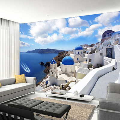 专业定制3D立体壁纸地中海墙纸欧式风格走廊沙发电视背景墙壁画