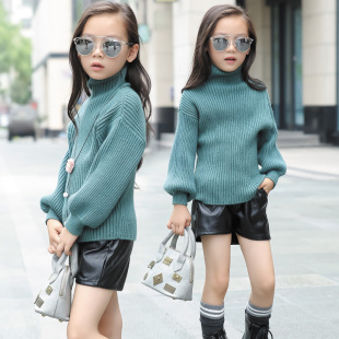 2016新款女童秋季韩版高领毛衣儿童长袖纯色针织衫中学生冬天毛衣