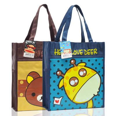包邮学生手提袋A4补习袋拎书袋手提包书包帆布卡通可爱防水美术包