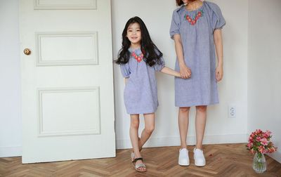 韩国代购2016春夏新款进口母女亲子装STYLENORITER纯棉蓬蓬连衣裙