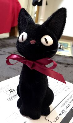 日本原版 宫崎骏动漫 魔女宅急便 黑猫吉吉植绒手办摆件公仔