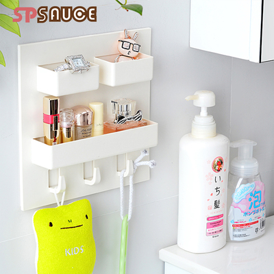 日本浴室免打孔墙壁置物架洗手间化妆品小物件收纳架胶粘整理架