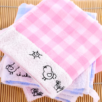 纯棉纱布小毛巾婴幼儿口水巾宝宝儿童洗脸巾挂绳幼儿园方巾包邮