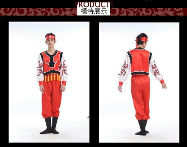 新款内蒙古族舞蹈服装男士成人比赛摔跤少数民族演出打鼓表演服饰