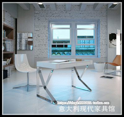 新款现代简约办公桌风格书桌电脑桌写字桌办公桌不锈钢脚定制定做