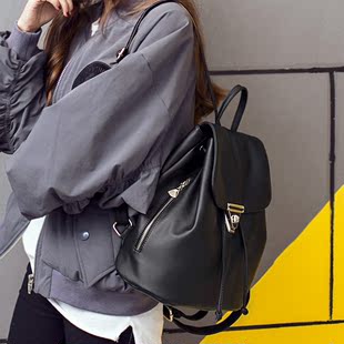 双肩包女韩版学院风潮时尚书包女士软皮休闲百搭旅行背包女生包包