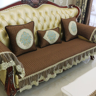 简约现代欧式沙发垫高档奢华布艺防滑皮沙发坐垫客厅纯色沙发套罩