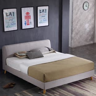 北欧双人床布床婚床软床1.8米1.5m单人小户型布艺床可以拆洗特价
