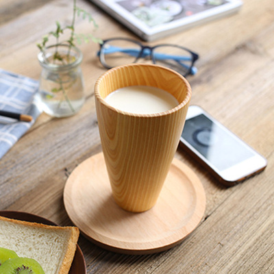 日食记同款创意原木制水杯子 实木茶杯 简约手工打磨木杯啤酒杯