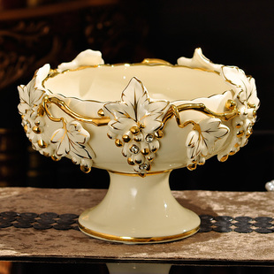 奢华欧式陶瓷水果盘高档大号果盆创意客厅装饰茶几摆件工艺品果碗