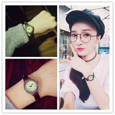 韩国女中学生细带小表盘小巧手表韩版精致简约皮带小清新款复古表
