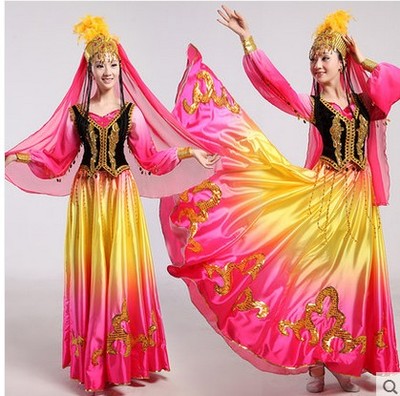 新疆维族舞蹈服饰女装舞蹈服饰新款新疆舞蹈大摆裙维族表演服