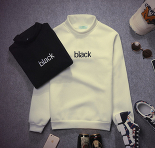 2016秋季日韩版新款加绒黑白色男女情侣装BF潮卫衣服学院风情侣衫