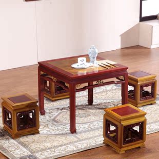 简约中式实木小方桌缅甸红酸枝金丝楠木多功能桌小茶桌小牌桌