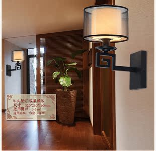 新中式壁灯客厅卧室床头灯简约现代铁艺墙壁灯创意酒店过道宾馆灯