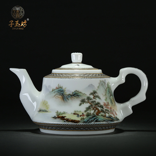 景德镇陶瓷水杯子功夫茶具茶壶手绘珐琅彩山水茶杯主人个性杯包邮