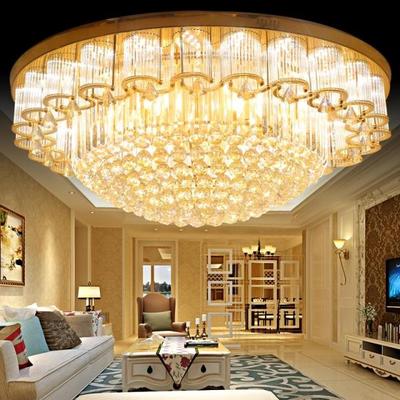 欧式现代LED水晶灯客厅灯吸顶灯圆形S金卧室灯餐厅灯酒店工程灯