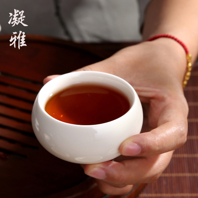 凝雅德化象牙白瓷描金功夫茶具陶瓷红茶普洱茶杯杯子水杯日式家用