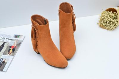 2016秋冬季新款韩版短靴磨砂短筒侧拉链小圆头粗跟短靴