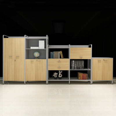 隔断柜带锁带抽屉4层板式木质办公室文件柜子储物资料柜书柜组合