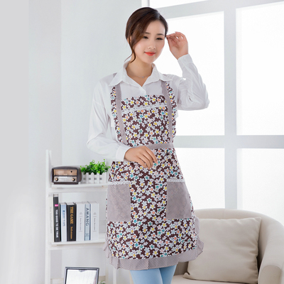 韩版时尚可爱围裙 防油污防水厨房家居成人韩式工作服 无袖围裙
