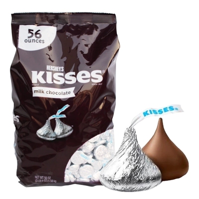 美国进口HERSHEY'S Kisses好时之吻银色水滴牛奶巧克力糖果1.58kg