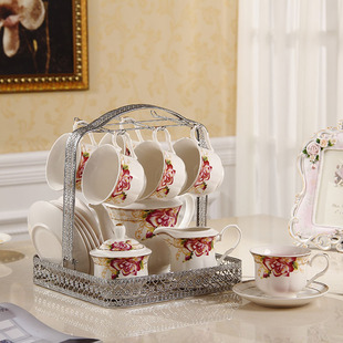 陶瓷骨瓷简约创意咖啡杯套装套具欧式下午茶红茶花茶茶具水杯配壶