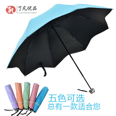 新品特价太阳伞防紫外线遮阳伞晴雨伞欧系三折纯色白点公主风韩版