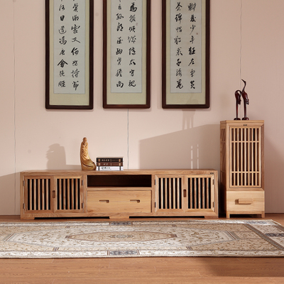 新中式日系简约现代电视柜 全实木客厅仿古古典储物电视柜地柜