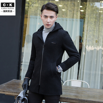 冬季新款韩版修身羊绒大衣中长款毛呢风衣英伦羊毛呢子大衣男外套