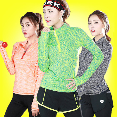 韩版瑜伽上衣女长袖跑步运动服速干套头修身健身房健身衣上装外套