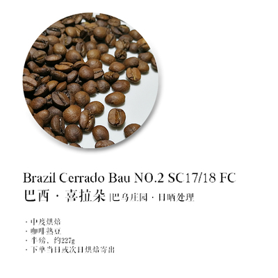 咖啡豆 巴西喜拉朵巴乌庄园 NO2日晒处理单品咖啡豆半磅装 227g