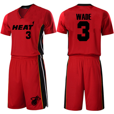 光板热火波什篮球衣韦德3号短袖球衣训练男女篮球服定制套装印制