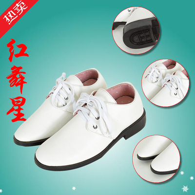 春秋男式皮鞋真皮学生表演出鞋白色系带大童儿童鞋小皮鞋
