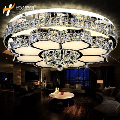 LED水晶灯 卧室灯圆形浪漫温馨主餐厅灯现代简约花型吸顶灯房间灯