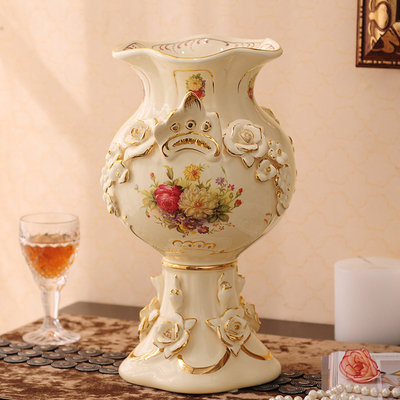 欧式陶瓷花瓶摆件客厅高档创意插花电视柜大号台面花器装饰工艺品