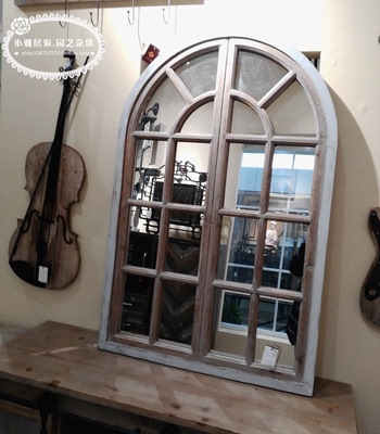 欧式宫廷贵族手工艺实木装饰假窗怀旧灰窗式展式镜创意挂饰壁壁