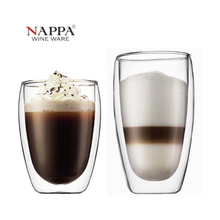 NAPPA双层耐热玻璃水杯 创意简约杯子牛奶杯啤酒杯茶杯家用特价