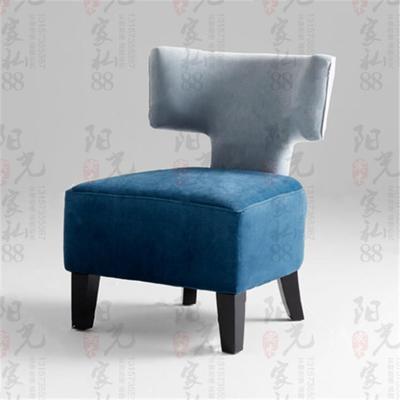 意大利设计休闲椅现代轻奢实木布艺单人沙发椅子高端咖啡厅餐椅
