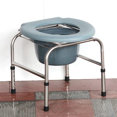 老人可调式家用坐便椅 不锈钢简易坐便椅 孕妇移动马桶椅坐厕椅