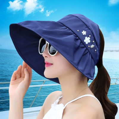 帽子女夏遮阳帽夏天女士潮防紫外线大沿沙滩太阳帽防晒可折叠凉帽