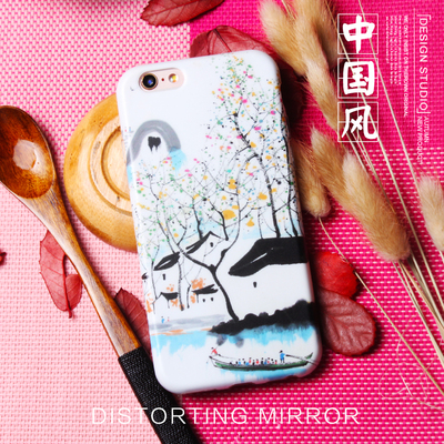 风景中国风iPhone6保护套6S手机壳苹果6plus软壳文艺ip6手机套5.5